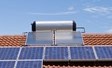 Solar water heater installation on residential roof